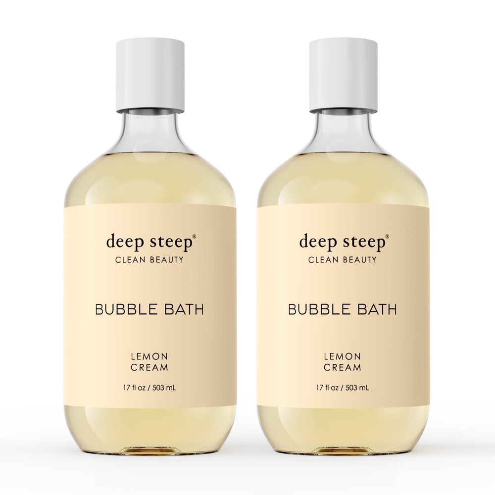 Deep Steep Bubble Bath, Lemon Cream 17 oz (Pack of 2) Hypoallergenic, Clinically Tested Soothing Soak with Shea Butter & Argan Oil Sulfate-Free
