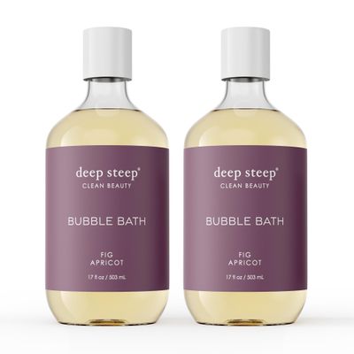 Deep Steep Bubble Bath, Fig Apricot 17 oz (Pack of 2)  Hypoallergenic, Clinically Tested Soothing Soak with Shea Butter & Argan Oil  Sulfate-Free