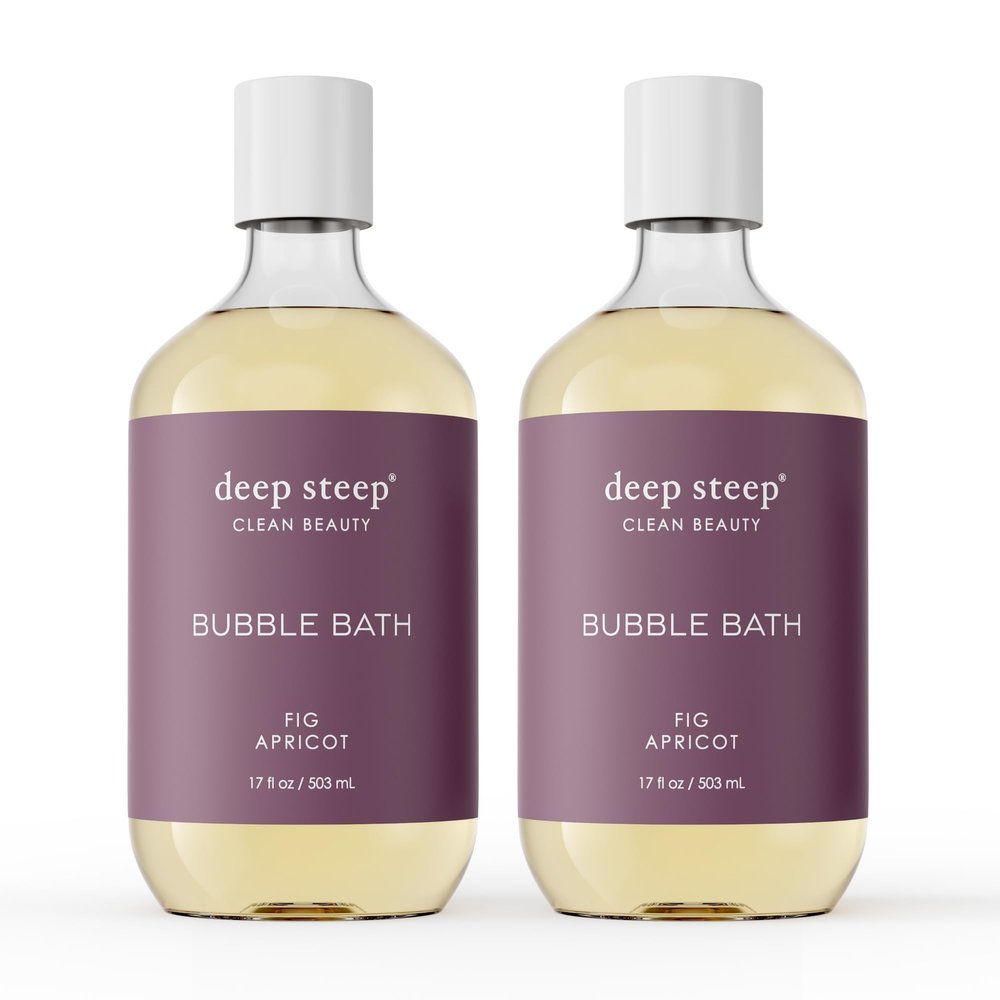 Deep Steep Bubble Bath, Fig Apricot 17 oz (Pack of 2) Hypoallergenic, Clinically Tested Soothing Soak with Shea Butter & Argan Oil Sulfate-Free