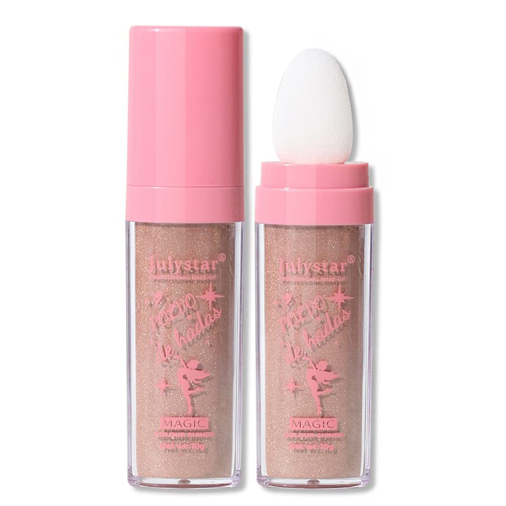 GL-Turelifes Polvo De Hadas Hightlighter Stick Puff Fairy Bomb Stick Glitter Loose Powder Highlight Contouring Powder Shimmer for Eyes, Face, Body Brighten Makeup(P03 wheat)