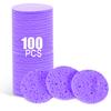Spunspon 100-Count Facial Sponges Compressed Natural Cellulose Sponge Round Shape Face Sponge for Face Cleansing Exfoliating and Makeup Removal, Purple view 1
