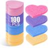 100-Count Compressed Facial Sponges for Estheticians Heart Shape Natural Cellulose Sponge Professional Cosmetic Spa Sponges for Face Cleansing, Massage, Pore Exfoliating, Mask, Makeup Removal, Mixed view 1