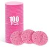 Spunspon 100-Count Facial Sponges Compressed Natural Cellulose Sponge Round Shape Face Sponge for Face Cleansing Exfoliating and Makeup Removal, Pink view 1