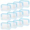 TISRATOK 12 PCS Clear Makeup Bag for Women with Zipper, TSA Approved Toiletry Pouch, Cosmetic Bag Bulk for Travel Organizer Essentials - Blue,Large view 1