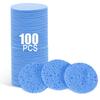 Spunspon 100-Count Facial Sponges Compressed Natural Cellulose Sponge Round Shape Face Sponge for Face Cleansing Exfoliating and Makeup Removal, Blue view 1