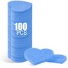 100-Count Compressed Facial Sponges for Estheticians Heart Shape Natural Cellulose Sponge Professional Cosmetic Spa Sponges for Face Cleansing, Massage, Pore Exfoliating, Mask, Makeup Removal, Blue view 1