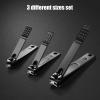 3PCS Professional Nail Clippers, Toenail Clippers and Fingernails, Black Nail Cutter, Sharpest Thick Toenail & Ingrown Nail Clipper Set, Best Travel and Home Use Nail Clipper for Men and Women view 2
