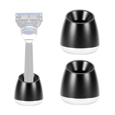 2Pcs/Set Shaver Stand, Robust and Wear Resistant Aluminum Alloy Shaver Holder Stand, Rubber Anti Slip Design Safety Shaver Stand, Designed for Men