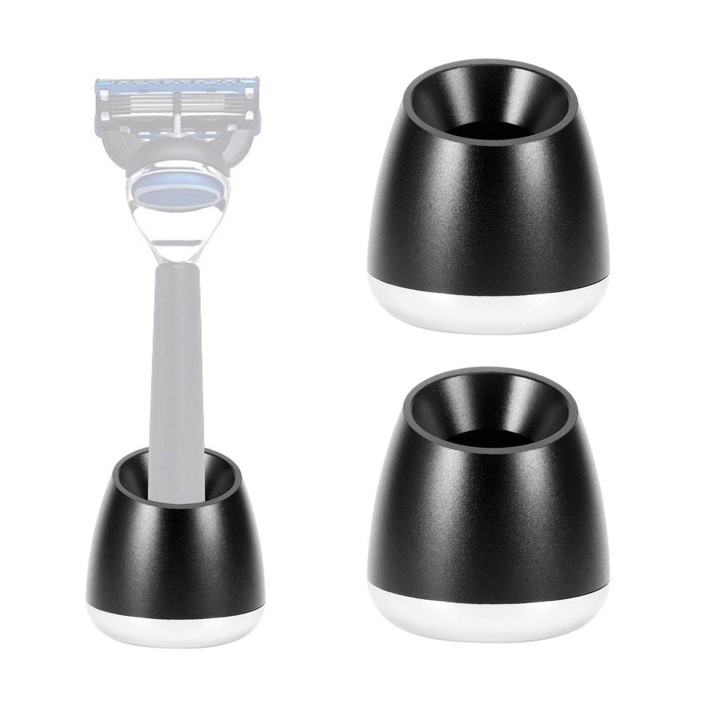 2Pcs/Set Shaver Stand, Robust and Wear Resistant Aluminum Alloy Shaver Holder Stand, Rubber Anti Slip Design Safety Shaver Stand, Designed for Men