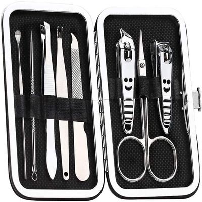 Nail Clippers Manicure Set,Travel Mini Nail Set Nail Clippers 8Pcs Stainless Steel Nail Clippers Scissors Suit Set Kits Manicure Stainless Steel Black Portable Travel Beauty kit (Color : Pink, Size :