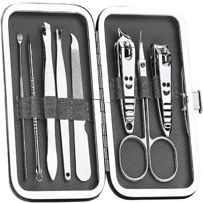 Nail Clippers Manicure Set,Travel Mini Nail Set Nail Clippers 8Pcs Stainless Steel Nail Clippers Scissors Suit Set Kits Manicure Stainless Steel Black Portable Travel Beauty kit (Color : Pink, Size :