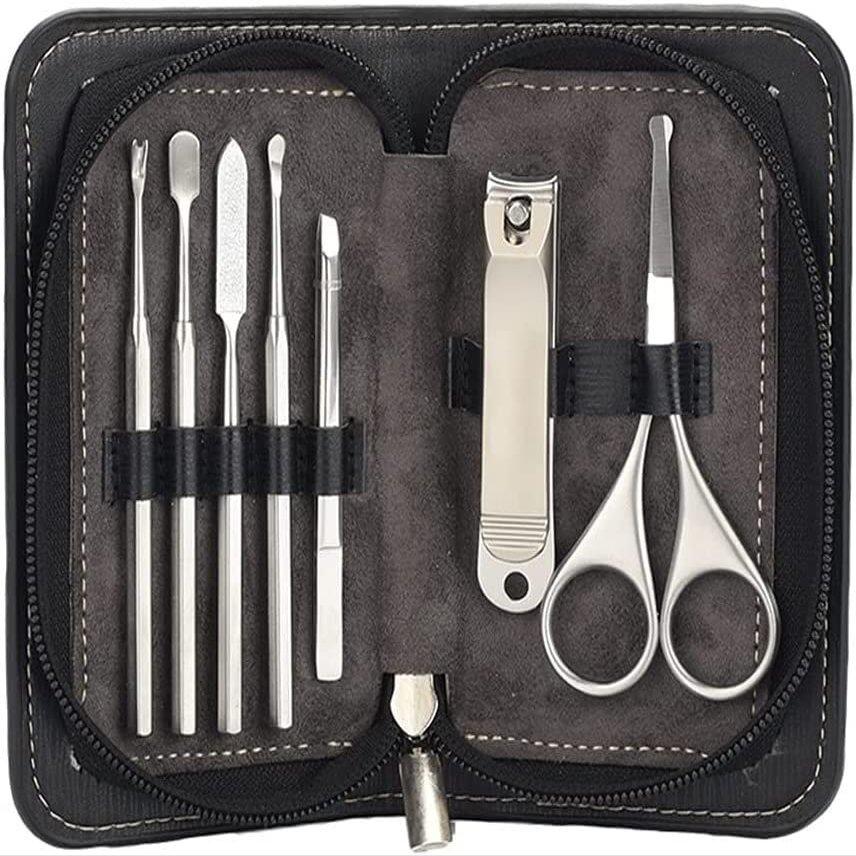 SKUZA Nail Clippers Manicure Set,7pcs Nail Clipper Kit Nail Care Pedicure Scissor Tweezer Ear Pick Utility Nail Art Manicure Set Tools