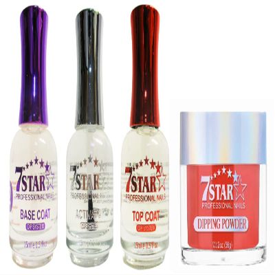 7 Star Nail Dipping System - Liquid Set 2,3,4 (Base, Active, Top + Powder 203)
