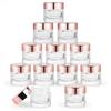 12 Pcs 10g Glass Cosmetic Jars Refillable Clear Cream Bottle Containers Empty Sample Vials Jar with Rose Gold Lid for Eye Cream Lotion Ointments Lip Balm Scrub view 1