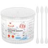 HOMEFOX XL Thick Cotton Swabs Pointed Precision - 250 Count Extra Large - Pointy Organic Cotton Buds Double Side Tightly Wrapped Cotton Tips Paper Stick Cruelty-Free, XL Pointy & Round White view 1