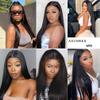 24 Inch Lace Front Wig with Baby Hair Synthetic and 2 wig hairnets, Synthetic Artificial Wavy Human Hair Wigs Long Straight Dark Black Middle Part Lace Wigs Pre Plucked Heat Resistant Soft Hair view 3