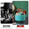 Diesisa 360 Rotating Makeup Brush Organizer With 5 Sections, Spining Countertop Swivel Makeup Brush Holder for Cosmetics, Nail Polish, Art Supply, Bathroom Vanity Desktop Organizer - Blue view 4