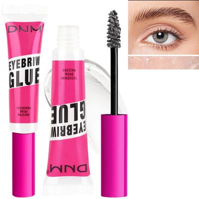 BINGBRUSH Tinted Thickening EYE Brow Glue Mascara,Brow Fast Sculpt,Waterproof, Transfer-proof, Brush to Fill in Eyebrows and Cover Gray Hairs - Cruelty Free - Light Medium Brown (2Pcs 09 transparent)