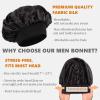 Bonnet for Men,Hair Bonnet for Sleeping,Double Layer Satin Bonnets for Black Women Curly Hair Braids,Reversible Sleep Cap (Large,Black/Black) view 3