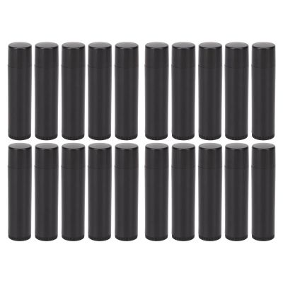 20pcs Empty Lip Balm Tubes  Refillable Lipstick Containers, Round DIY Lipstick Tube for Reusable Lip Balm Bottles, Solid Perfume Containers, Black 4.2g