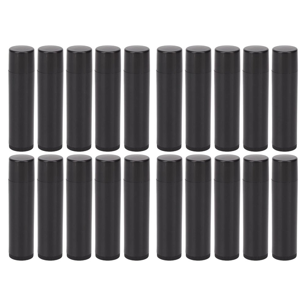 20pcs Empty Lip Balm Tubes  Refillable Lipstick Containers, Round DIY Lipstick Tube for Reusable Lip Balm Bottles, Solid Perfume Containers, Black 4.2g