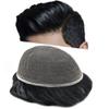 Hair Wonders Mens Hair Systems Full French Lace Toupee for Men European Virgin Human Hair Replacement System Breathable Mens Toupee Hair Piece 8X10 1# Jet BLACK-100% Density view 1