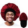 Bonnet for Men,Hair Bonnet for Sleeping,Double Layer Satin Bonnets for Black Women Curly Hair Braids,Reversible Sleep Cap (Large,Black/Burgundy) view 1