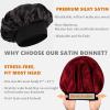 Bonnet for Men,Hair Bonnet for Sleeping,Double Layer Satin Bonnets for Black Women Curly Hair Braids,Reversible Sleep Cap (Large,Black/Burgundy) view 4