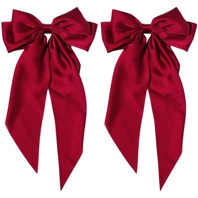 Beaupretty 2pcs Large Satin Bow Hair Clips for Women Spring Hair Barrettes Elegant Accessories for School and Events Lightweight and Stylish Design