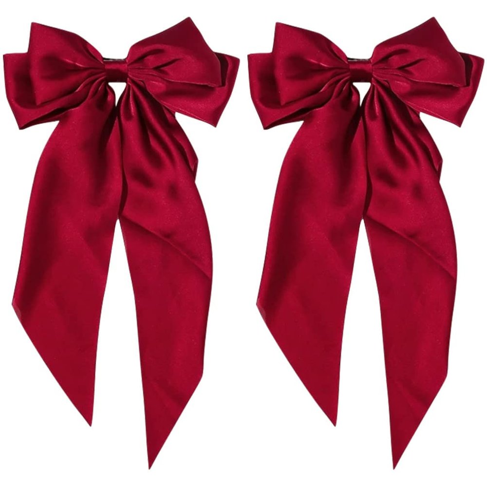Beaupretty 2pcs Large Satin Bow Hair Clips for Women Spring Hair Barrettes Elegant Accessories for School and Events Lightweight and Stylish Design