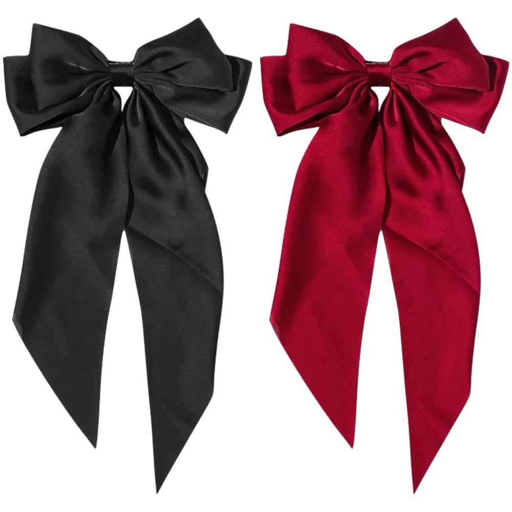 Beaupretty 2pcs Tail Bow Hair Clips for Women Large Ribbon Barrettes for Parties Weddings Daily Wear and Festivals Stylish Hair Accessories