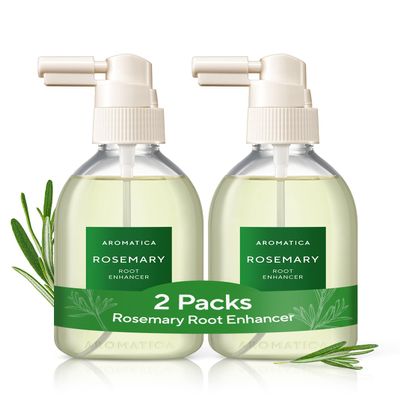 AROMATICA Root Enhancer (2 Packs) Rosemary Water Spray for Hair Growth  Korean Hair Care Oil for Scalp Detox  Flaky & Itchy & Dry Scalp Treatment  Free from Sulfate, Silicone, and Paraben (3.38oz)