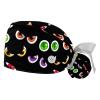 2 Pcs Nurse Scrub Caps Women Long Hair, Scary Colorful Eyes Adjustable Working Cap with Button and Sweatband view 1