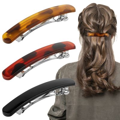 ATODEN Tortoise Shell Claw Barrettes for Women - 3Pcs Retro Creaseless 3.54" Hair Clips for Thin, Fine, Short, Medium & Thick Hair