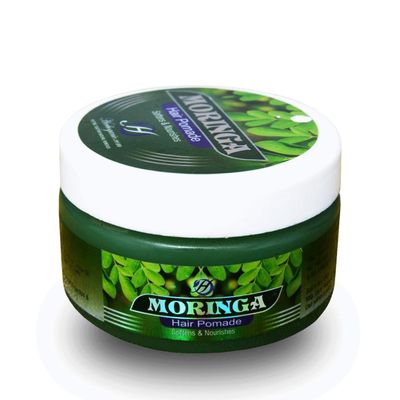 HERBOGANIC Moringa Hair Pomade | Moisturizer for Damaged & Dry Hair & Scalp | Strong Hold Natural Pomade | Easy to Use & Wash