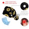 2 Pcs Nurse Scrub Caps Women Long Hair, Sunflower Bee Pattern Adjustable Working Cap with Button and Sweatband view 3