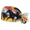 2 Pcs Nurse Scrub Caps Women Long Hair, Free Horse Runs Through The Splashes of Water Adjustable Working Cap with Button and Sweatband view 1