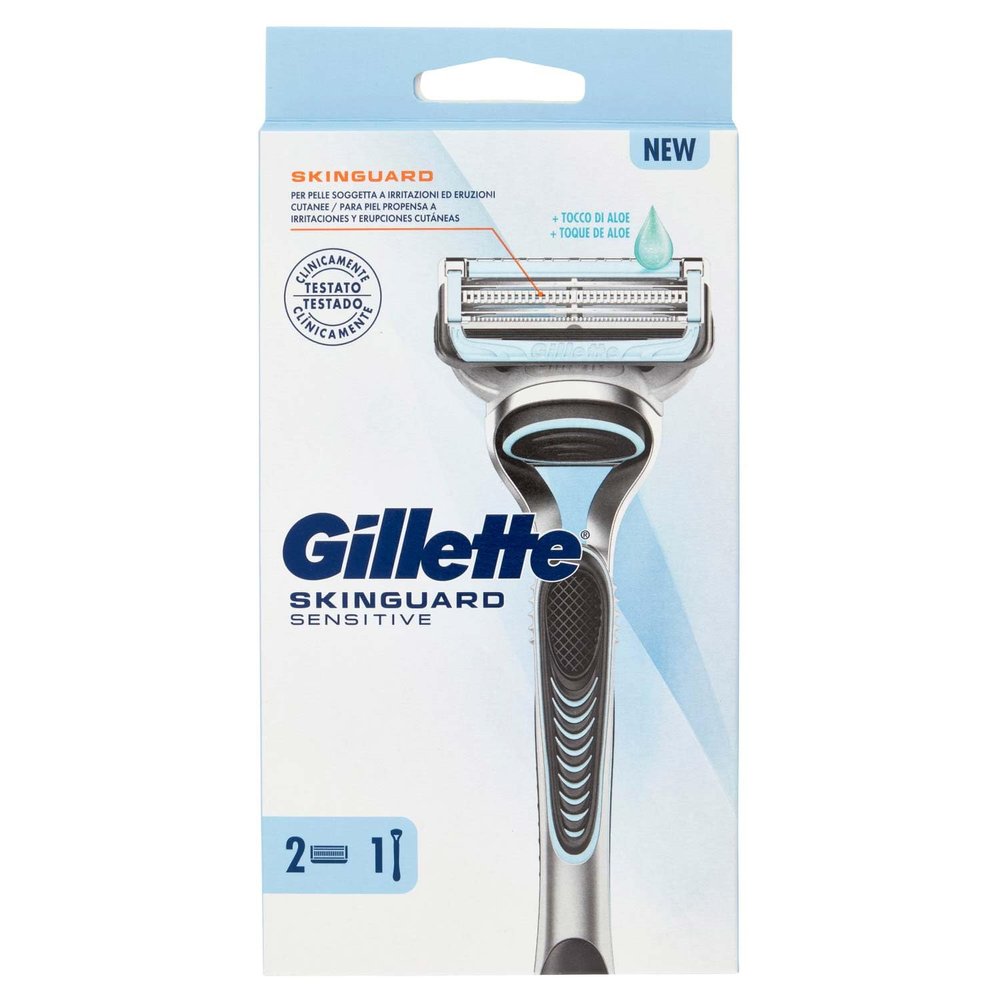 Gillette Skinguard Sensitive Beard Trimmer for Men with Skin Irritation, 1 Handle, 2 Replacement Blades