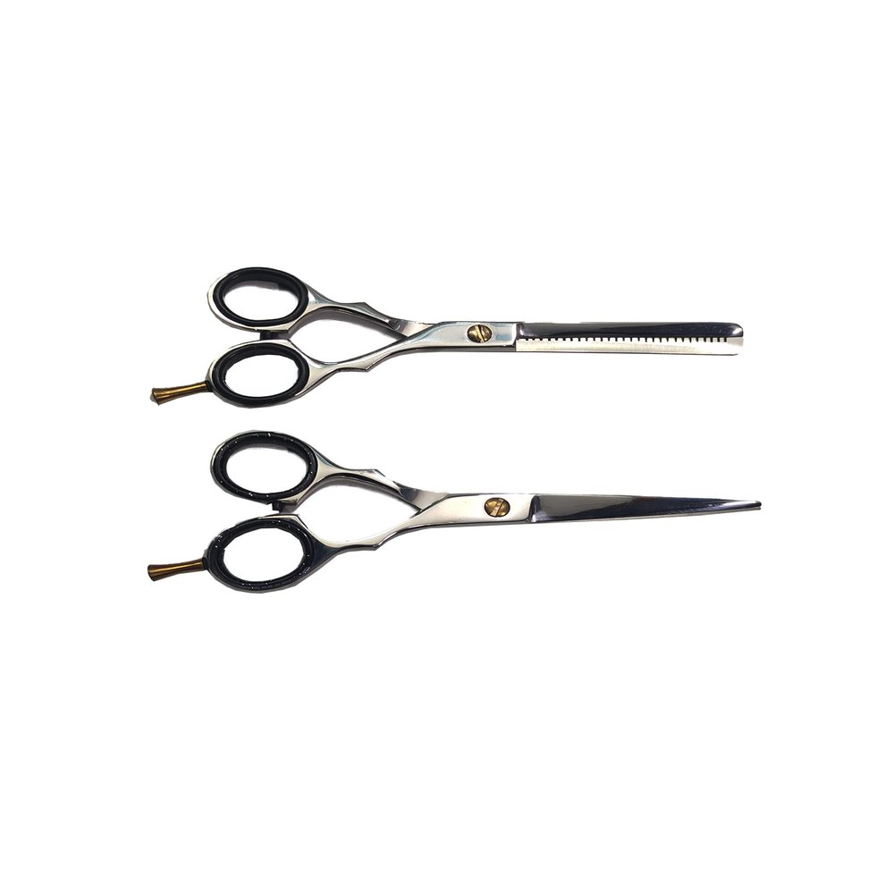 Set of 1 Hair Cutting / Trimming Scissor and 1 Hair thinning / Shearing Scissor Stainless Steel