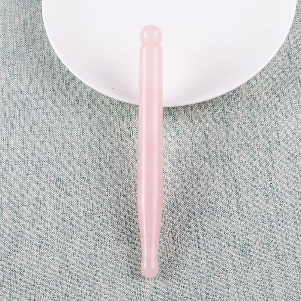 1 Pcs Gua Sha Tool Natural Rose Quartz Skin,120x12 Mm