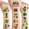 12 Sheets St. Patrick's Day Temporary Tattoos for Adult Women Men, St Patricks Day Party Supplies Green Shamrock Fake Tattoos Stickers Irish St Patricks Day Party Decorations view 1