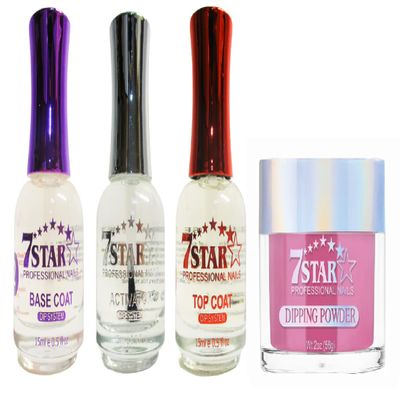 7 Star Nail Dipping System - Liquid Set 2,3,4 (Base, Active, Top + Powder 210)