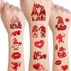 12 Sheets Valentine's Heart Temporary Tattoos for Women, Valentine's Day Party Supplies Red Heart Love Lip Cupid Fake Tattoos Valentines Party Favors Stickers Party Games Gifts Decorations view 1