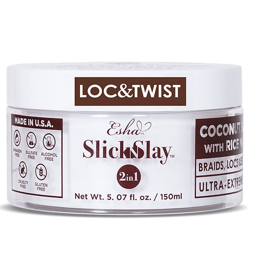 Esha Slick N Slay Braiding Gel  3-in-1 Braid and Edge Ultra Extreme Hold for Hair  Hydrating and Conditioning Shining Gel  Fast Dry Locking for Locs, Twists, Braids (COCONUT, 5 oz.)