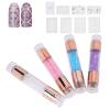 Tgoon Manicure Stamping Plates , Fashionable 4Sets Double Ended Pen Colorful Rhinestones Clear Printing Scraper Nail Stamper Kit for Home for Salon view 3
