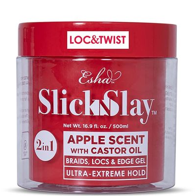 Esha Slick N Slay Braiding Gel 3-in-1 Ultra Extreme Hold Hydrating Conditioning Shining Gel for Hair Fast Dry Locking Gel for Locs, Twists, Braids (Apple, 17 Oz.)