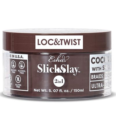 Esha Slick N Slay Braiding Gel 3-in-1 Braid and Edge Ultra Extreme Hold for Hair Hydrating & Conditioning Shining Fast Dry Locking Gel for Locs, Twists, Braids (COCOA, 5 oz.)