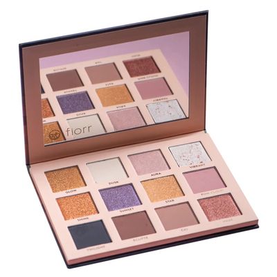 fiorr Sunset Eyeshadow Palette Eye Makeup Routine with 8 Textures in Matte Shimmer and Glitter Finishes for Multi-Dimensional LongLasting look