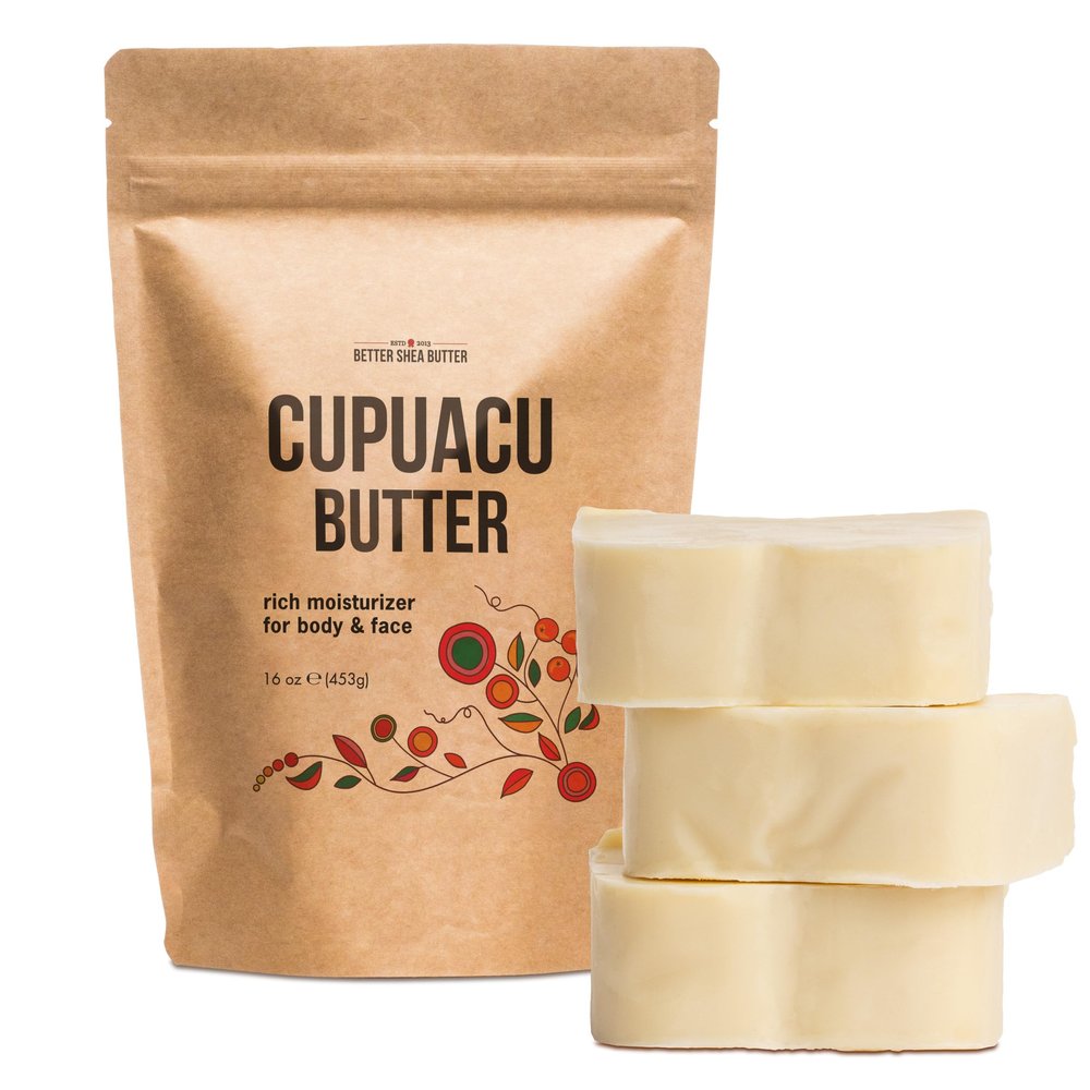 Cupuacu Butter Raw, Pure & Unrefined for Hair Growth & Dry Skin on Body and Face - Brazilian Body Butter Base for DIY Lotion and Soap Making - Cupuau Butter 16 oz