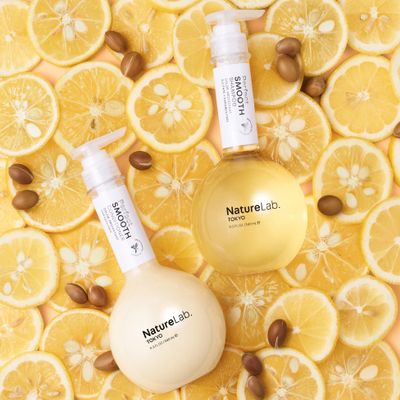 NatureLab.TOKYO Perfect Smooth Shampoo & Conditioner Duo - Japanese Shampoo and Conditioner for Dry, Frizzy Hair - Calms Scalp & Tames Strands from Roots for Controlled, Frizz-Free Hair - 11.5oz each